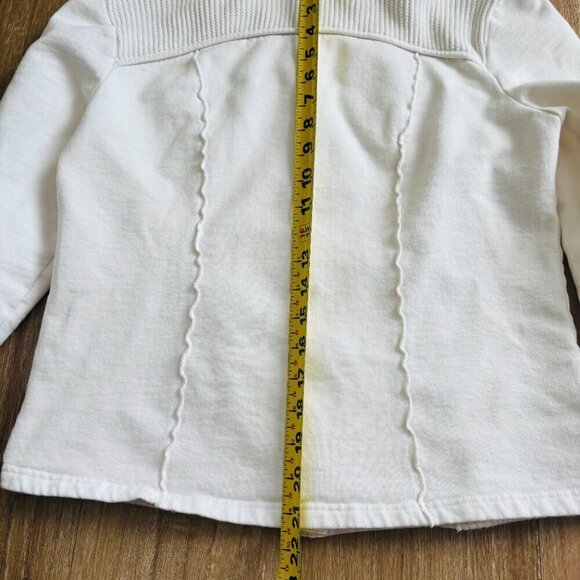 VTG Crisca Button Front White Trucker Jacket Flower Design Lace Trim  M - Picture 15 of 16